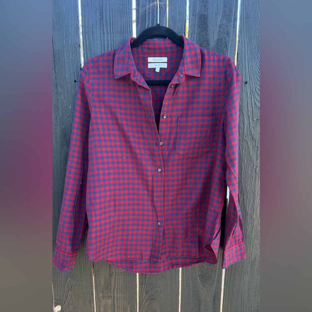 Madewell Red and Blue Plaid Casual Shirt